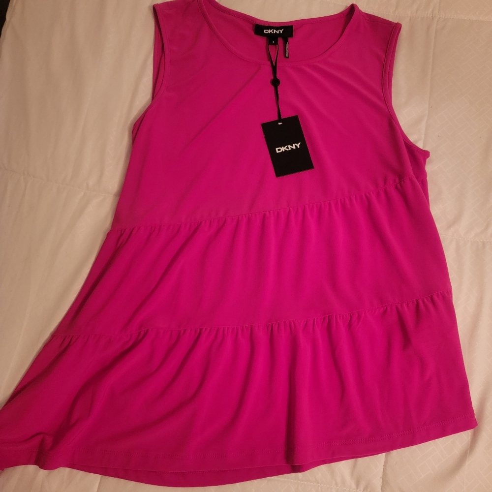 NWT DKNY assymetrical top pink